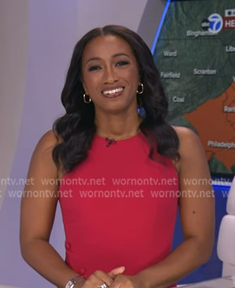 Brittany’s red asymmetric button dress on Good Morning America Brittany’s red asymmetric button dress on Good Morning America