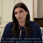 Brook Lynn’s navy long sleeved mini dress on General Hospital Brook Lynn’s navy long sleeved mini dress on General Hospital