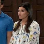 Brook-Lynn’s white floral button down shirt on General Hospital