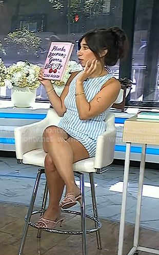 Brooke Averick’s blue striped mini dress on Today Brooke Averick’s blue striped mini dress on Today
