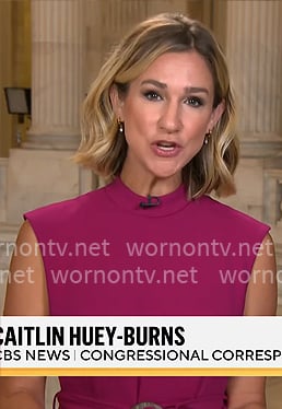 Caitlin Huey Burns’ magenta belted dress on CBS Mornings Caitlin Huey Burns’ magenta belted dress on CBS Mornings