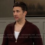 Cane’s brown rib zip cardigan on The Young and the Restless