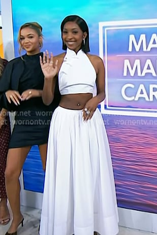 Carlacia Grant’s white cropped top and maxi skirt on Today