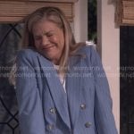 Carol’s blue pinstripe blazer on Leanne
