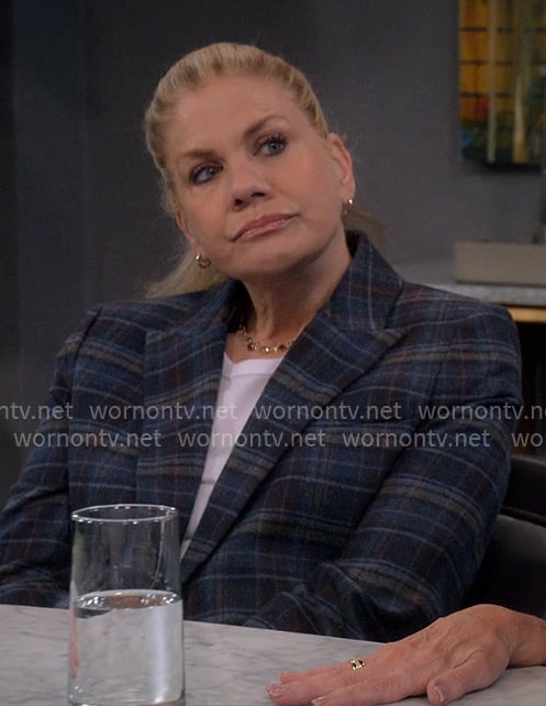 Carol’s blue plaid blazer on Leanne Carol’s blue plaid blazer on Leanne