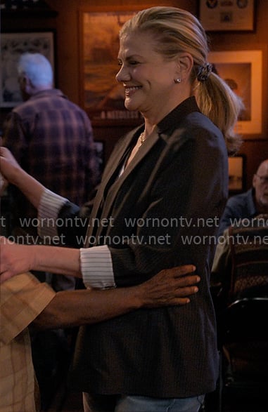 Carol’s grey pinstripe blazer on Leanne Carol’s grey pinstripe blazer on Leanne