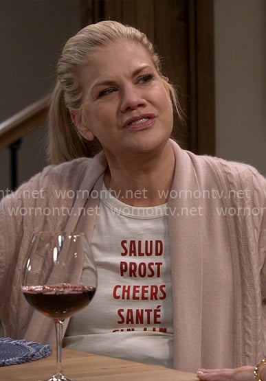 Carol’s Salud Prost Cheers graphic tee on Leanne Carol’s Salud Prost Cheers graphic tee on Leanne
