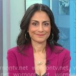Celine Gounder’s magenta pink blazer on CBS Mornings