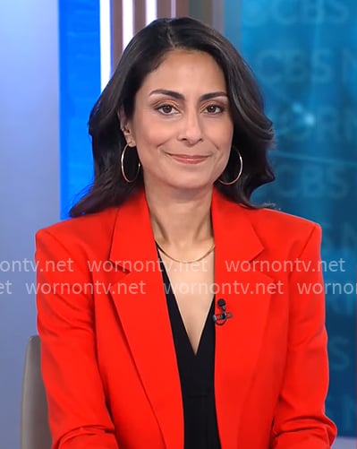 Celine Gounder's red suit on CBS Mornings