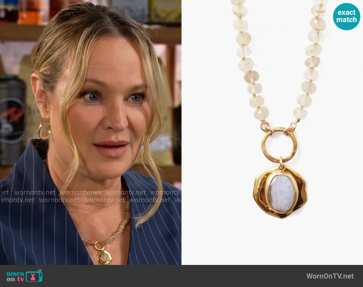 Chan Luu Verona Chalcedony Necklace worn by Sharon Newman (Sharon Case) on The Young and the Restless Chan Luu Verona Chalcedony Necklace worn by Sharon Newman (Sharon Case) on The Young and the Restless