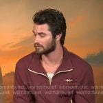 Chase Stokes’s burgundy half-zip sweatshirt on Extra Chase Stokes’s burgundy half-zip sweatshirt on Extra
