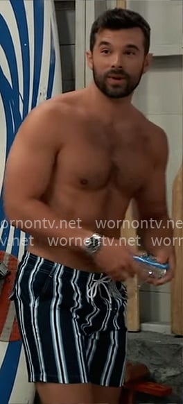 Chase’s striped board shorts on General Hospital