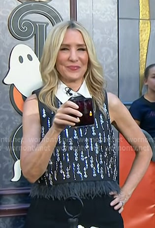 Chassie’s black embellished sleeveless top on Today