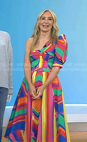 Chassie's rainbow stripe top and skirt on Today