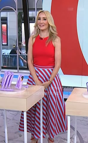Chassie’s red and blue striped skirt on Today Chassie’s red and blue striped skirt on Today