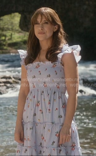 Chelsea's blue floral smocked dress on Paris is Always a Good Idea