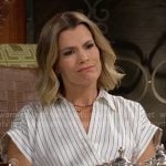 Chelsea’s striped wrap dress on The Young and the Restless Chelsea’s striped wrap dress on The Young and the Restless