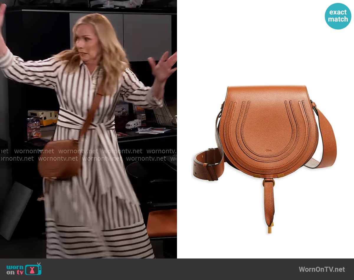 Chloe Marcie Leather Crossbody Bag worn by Leanne Murphy (Leanne Morgan) on Leanne