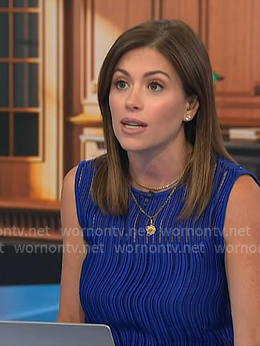 Chloe Melas’s blue wavy guipure top on NBC News Daily Chloe Melas’s blue wavy guipure top on NBC News Daily