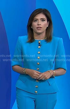 Chloe’s blue short sleeve jacket and pants on Today Chloe’s blue short sleeve jacket and pants on Today