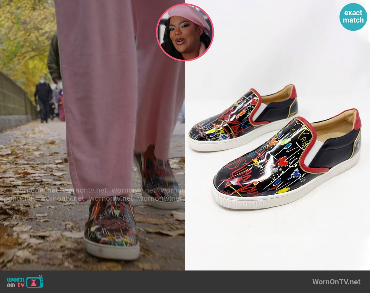 Christian Louboutin Masteralta Graffiti Slip On Shoes worn by Riley Burruss on Next Gen NYC Christian Louboutin Masteralta Graffiti Slip On Shoes worn by Riley Burruss on Next Gen NYC
