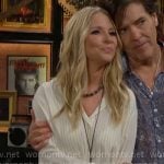 Christine’s long white striped shirt on The Young and the Restless