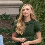 Claire’s green tweed dress on The Young and the Restless Claire’s green tweed dress on The Young and the Restless