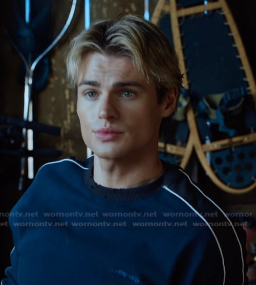 Cole’s blue piping sweatshirt on My Life with the Walter Boys Cole’s blue piping sweatshirt on My Life with the Walter Boys