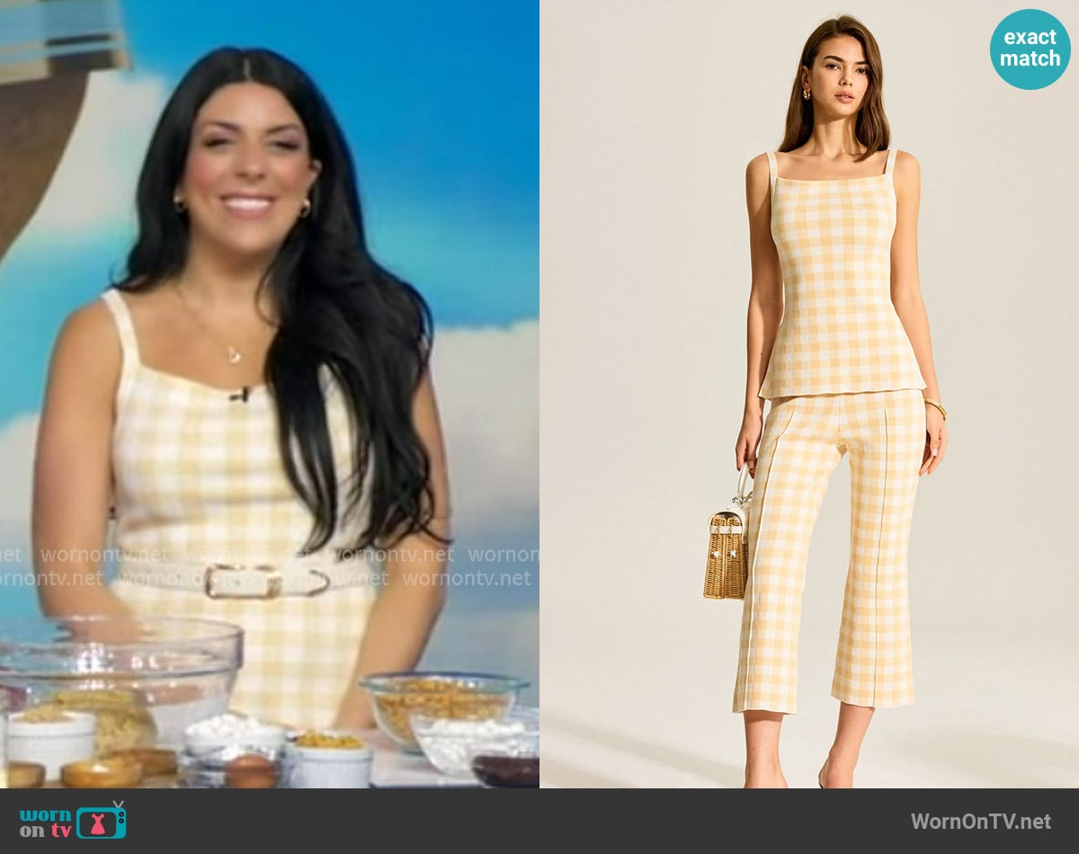 Commense Gingham Print Pants Set worn by Danielle Sepsy on Good Morning America Commense Gingham Print Pants Set worn by Danielle Sepsy on Good Morning America