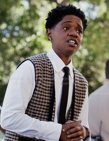 Coop’s check print top and pants on All American