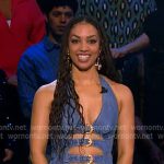 Corinne’s buckle cutout denim mini dress on Beat Shazam
