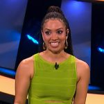 Corinne’s green cutout bandage dress on Beat Shazam