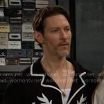Daniel’s black shirt with white embroidery on The Young and the Restless Daniel’s black shirt with white embroidery on The Young and the Restless