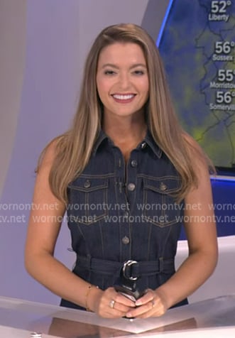 Dani’s belted sleeveless denim dress on Good Morning America Dani’s belted sleeveless denim dress on Good Morning America
