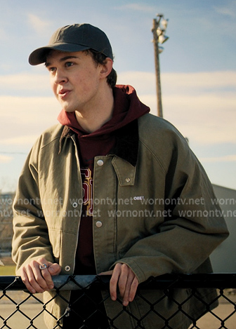 Danny’s khaki jacket with corduroy collar on My Life with the Walter Boys Danny’s khaki jacket with corduroy collar on My Life with the Walter Boys