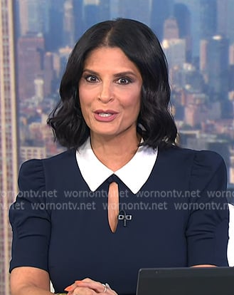 Darlene’s navy keyhole collared dress on Today