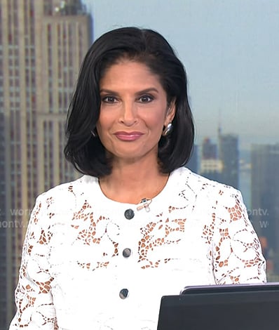 Darlene’s white floral lace jacket on Today