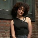 Deanna’s black asymmetric buckle top on Beyond the Gates Deanna’s black asymmetric buckle top on Beyond the Gates