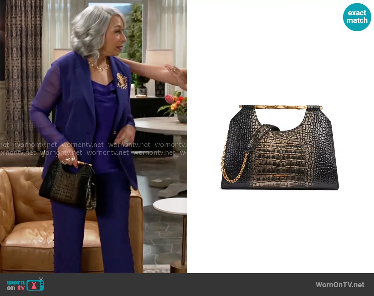 Donna Karan Commack Metallic Croco Clutch worn by Anita Dupree (Tamara Tunie) on Beyond the Gates