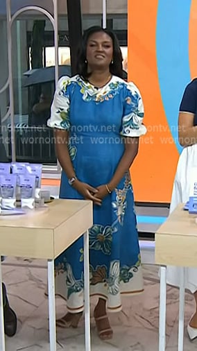 Dr. Angela Lam's blue floral puff sleeve dress on Today