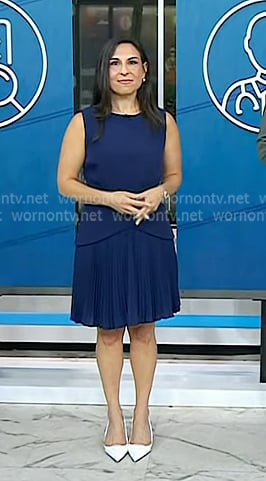 Dr. Heather Hirsch’s navy pleated sleeveless dress on Today