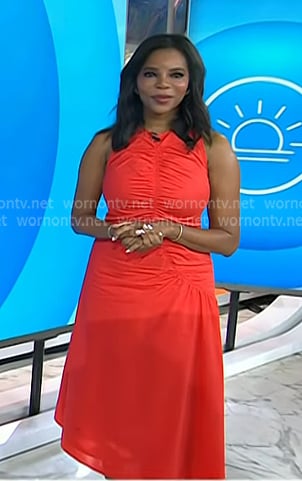 Dr. Michelle Henry’s red ruched front dress on Today