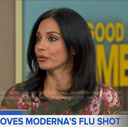 Dr. Tara Narula's olive green floral dress on Good Morning America