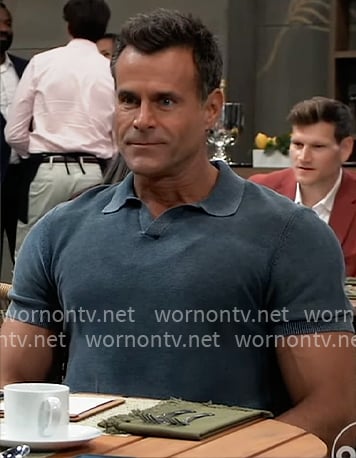 Drew’s blue polo shirt on General Hospital