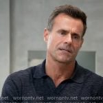 Drew’s navy heathered polo shirt on General Hospital Drew’s navy heathered polo shirt on General Hospital