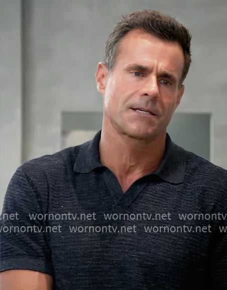 Drew’s navy heathered polo shirt on General Hospital Drew’s navy heathered polo shirt on General Hospital