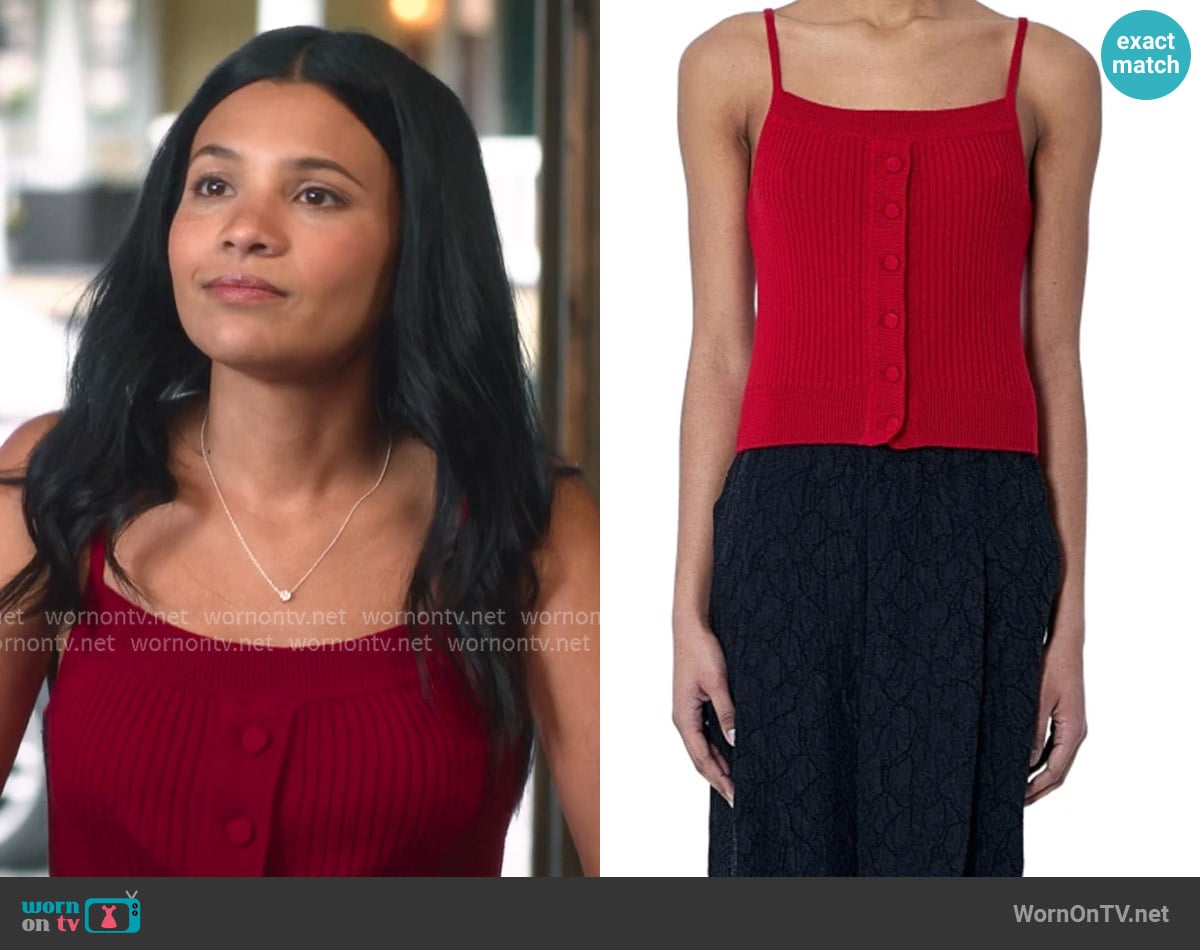 Dries Van Noten Buttoned Rib Tank Top worn by Jackie Howard (Nikki Rodriguez) on My Life with the Walter Boys Dries Van Noten Buttoned Rib Tank Top worn by Jackie Howard (Nikki Rodriguez) on My Life with the Walter Boys