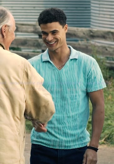 Dylan’s blue ribbed polo on My Life with the Walter Boys