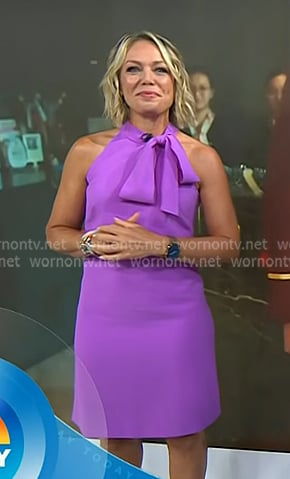 Dylan's purple tie neck mini dress on Today