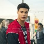 Dylan’s red colorblock zip jacket on My Life with the Walter Boys Dylan’s red colorblock zip jacket on My Life with the Walter Boys